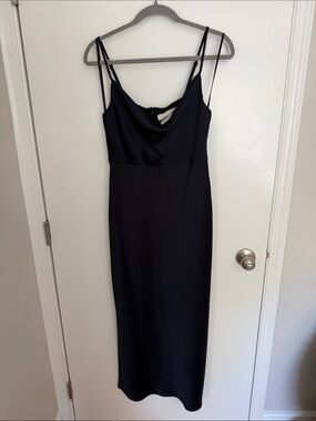 BHLDN Black Cowl Neck Midi Slip Dress
